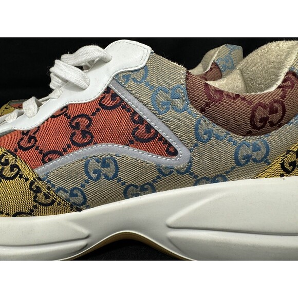 Gucci Rython Sneakers / Yellow Multi Color / Mens 11 / GG Monogram / Pre-owned - Picture 12 of 13